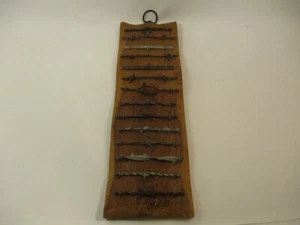 Vintage Texas 1880s Barbed Wire Types Samply Display Mounted Wood - Picture 1 of 7