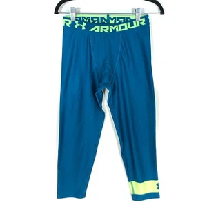 Under Armour Heatgear Legging Boys Youth YXL Blue Teal Activewear Fitted Pants - Picture 1 of 11