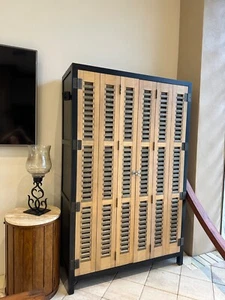belluno rustic solid wood tall armoire bar and winery - Picture 1 of 6