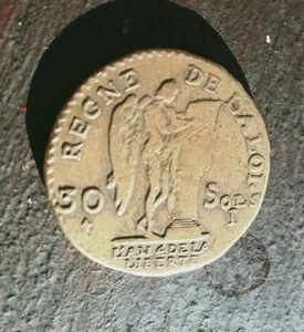 Moneta 30 Sols Regne de Laloi-Louis XVI Roi des Francois 1792 - Foto 1 di 4