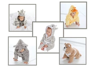 PERSONALISED Hooded Animal Face Dressing Gowns Robes Housecoats Baby 0-6 Months - Picture 1 of 17