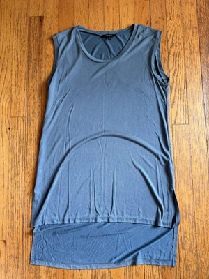 Camisa Drew Mujer Pequeña Pizarra Azul/Verde Túnica Sin Mangas Dobladillo Alto Bajo Modal Foto 1 de 4