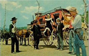 Vintage Cherokee N Carolina NC Postcard Frontierland Amusement Park Stagecoach - Picture 1 of 3