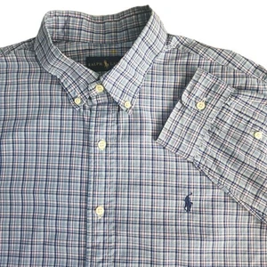 Ralph Lauren Hemd Herren XLT Tall Button Down Blau Rosa Pony Preppy Langarm - Bild 1 von 9