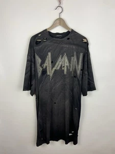 RRP$600 Balmain Washed Black Women's Distressed Logo Oversized Dress Sz 36 - Picture 1 of 22