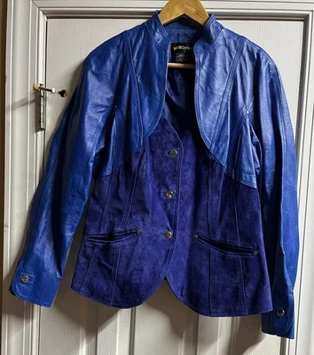 VTG Y2K Metro Style Leather Suede Jacket Blazer Style Size 16 - Image 1 of 4