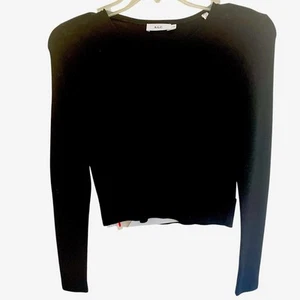 A.L.C Long Sleeve Cut-Out Back Top Small Black 100% Cotton Round Neck - Picture 1 of 2
