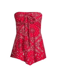 Neu mit Etikett rot weiß Paisley Neckholder Top zum Binden keine Grenzen Western Damengröße XS - Bild 1 von 9