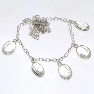 Crystal Topaz 925 Silver Plated Gemstone Necklace 18" Aesthetic Jewellery AU H14 - Picture 1 of 3