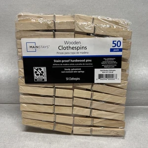 50 mollette in legno morsetto in legno stile molla linea vestiti naturali spilla 3" - Foto 1 di 3