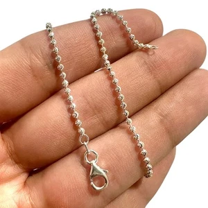 Bracciale cavigliera catena perline argento sterling 925 2 mm taglio diamante 9" 10" gioielli - Foto 1 di 5