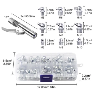 61PCS Kit Accoppiatore Pistola Grasso Resistente con Raccordi Zerk M6 M8 M10 per Macchinari - Foto 1 di 5