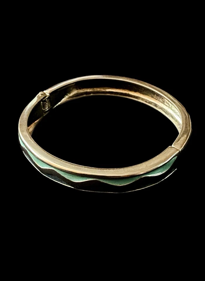 Turquoise Statement Hinged Bracelet Gold Tone - Image 1 of 1