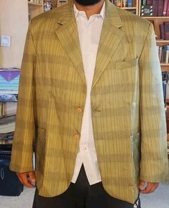 EUC erbsengrün kariert Vintage Look Anzug Jacke Sport Mantel Blazer 2X/3X leicht Spaß - Bild 1 von 20