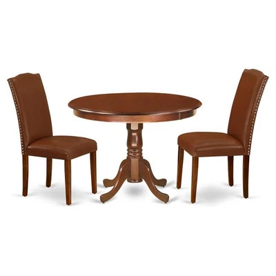 East West Furniture Hartland 3-piece Wood Dining Set in Mahogany/Brown - Image 1 of 4