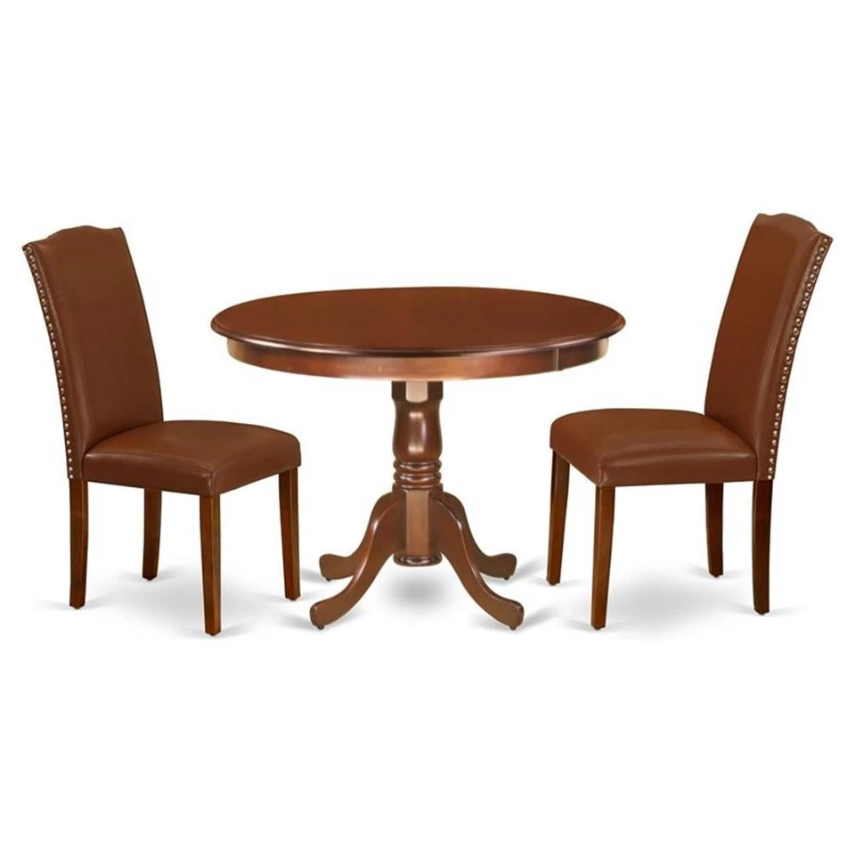 East West Furniture Hartland 3-piece Wood Dining Set in Mahogany/Brown - Image 1 of 4