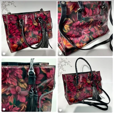 Patricia Nash Rustic Mums Leather Primrose Handbag/Tote With Crossbody Strap - Image 1 of 4