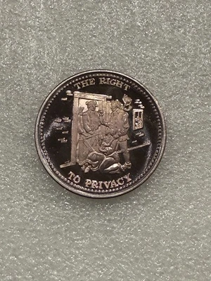 Vintage Johnson Matthey 1 oz Silver Round ~~ Freedom To Privacy ~~ TONED ~~ - Image 1 of 2