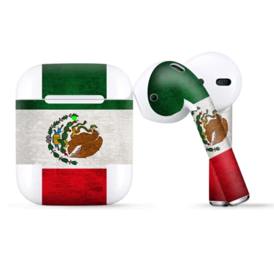 ITSASKIN Skins Wraps compatible for Apple Airpods flag mexico grunge distressed country