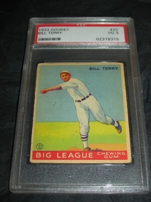 1933 Goudey No20 Билл Терри PSA очень хорошее состояние 3 ~ New York Giants - Изображение 1 из 4