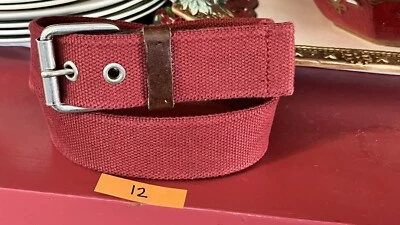 Cinturón Tommy Hilfiger Talla 30 (29") Cuero Marrón y Lona Borgoña Foto 1 de 4