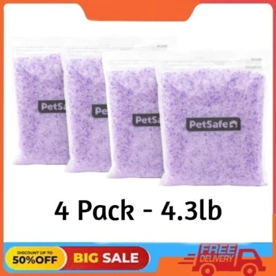 PetSafe ScoopFree Crystal Cat Litter, Lavender, Silica Crystals 4.3 lb, 4-Pack