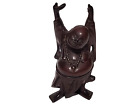 Hotei Laughing Buddha 4 1/2" tall Hand Carved Wooden Figurine  Handmade, READ...