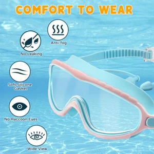 Kids Boys girls 100% UV Protection HD Clear Swimming Goggles Anti-Fog Glasses - Picture 1 of 20