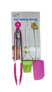 3 in 1 Silicone Set Spatula, Soft Brush, Tong For Roasting Cake Baking Kitchen - Picture 1 of 5