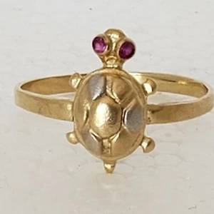 Solid 14k gold lucky good luck turtle ring size 56789 - Picture 1 of 9