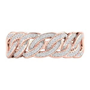 Anillo de eslabones cubanos de diamantes de 1/4 quilates de oro rosa de 10 quilates para hombre - Imagen 1 de 7