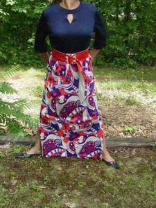 Vintage Dress Psychedelic Keyhole Maxi Dress M late 60s or early 70's - Picture 1 of 8