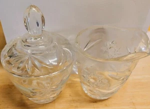 Vtg Anchor Hocking EAPC Prescut Star of David Sugar Bowl & Creamer Set Exc Cond. - Picture 1 of 5