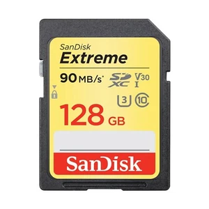 128GB SanDisk Extreme 4K V30 SD Card (SDXC) UHS-I U3/90MB/s For Camera Original - Picture 1 of 3