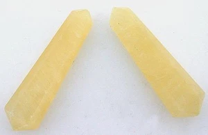 TWO Natural 1 Inch Golden Jade Double Point Crystal Gem Stone Gemstone ebs6586 - Picture 1 of 1