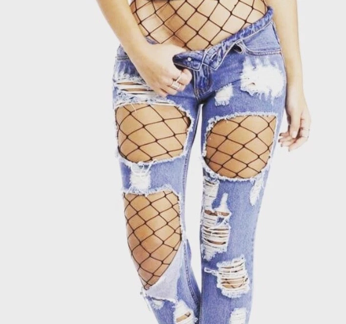 SILKY Whale Net Tights Black Fishnet Mesh Lurex Metallic Glitter DAMAGED BOX