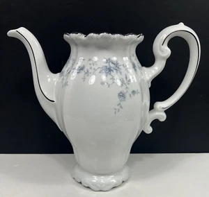 Cafetera Johann Haviland Guirnalda Azul Floral Blanca Baviera Alemania SIN TAPA LEER - Imagen 1 de 10