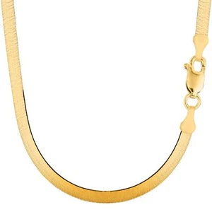 14k Yellow Real Solid Gold Imperial Herringbone Chain Necklace, 6.0mm, 20" - Picture 1 of 5