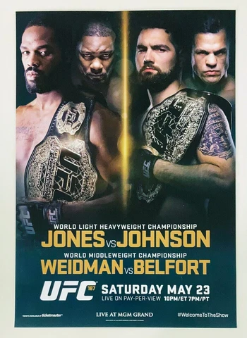 RARE UFC 187 Cancelled Event Poster, Jon Bones Jones, Rumble Johnson, 27x39 Cover