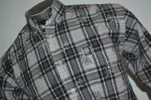 25060-a Mens Wrangler Western Button Up Shirt Size Medium Blue Floral Plaid - Picture 1 of 8