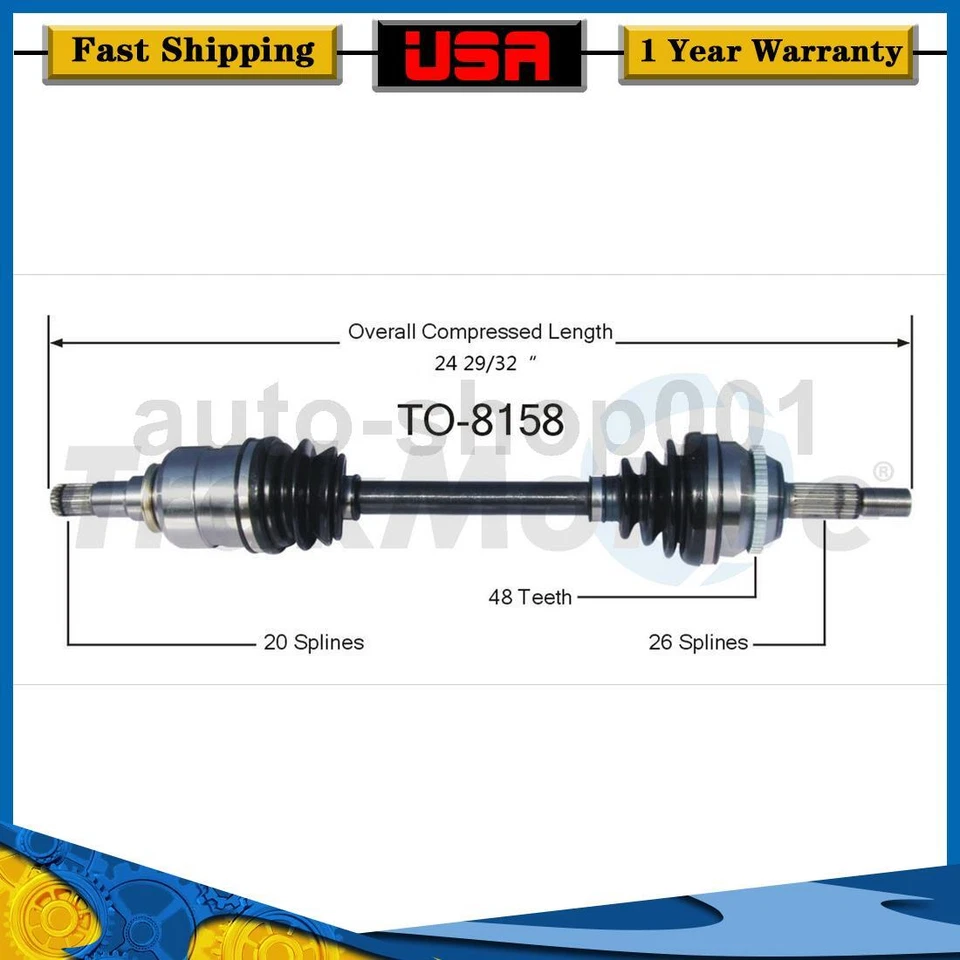 Junta de eixo dianteiro esquerdo CV compatível com Toyota Corolla 1.8L 2007 2003 2004 2005 2006 2008 - Imagem 1 de 1