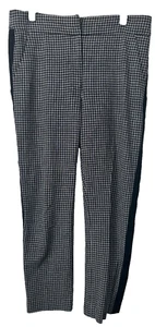 Veronica Beard Gemini Plaid Pants Size 8 Crop Cotton Black Side Stripe Soft D48 - Picture 1 of 8