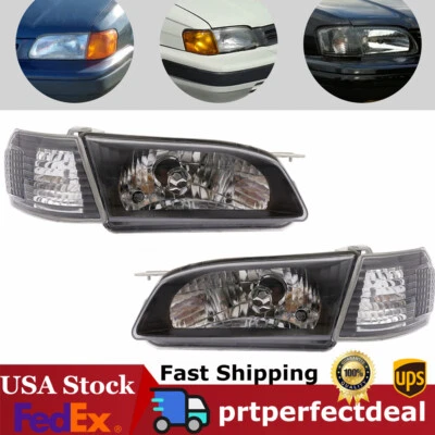 Pair Left +Right For Toyota Tercel 1995-1999 Headlights Black Factory Style Foto 1 de 4