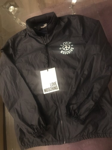 Prezzo consigliato £347!!! Giacca a vento Moschino leggera con zip e cappuccio nuova