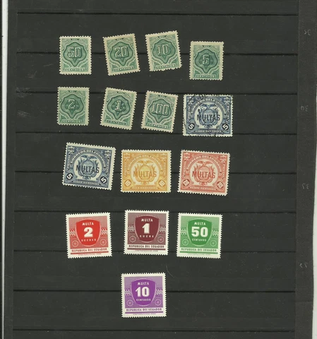 ECUADOR  MINT HINGED AND USED LOT OF 15 POSTAGE DUES Cover