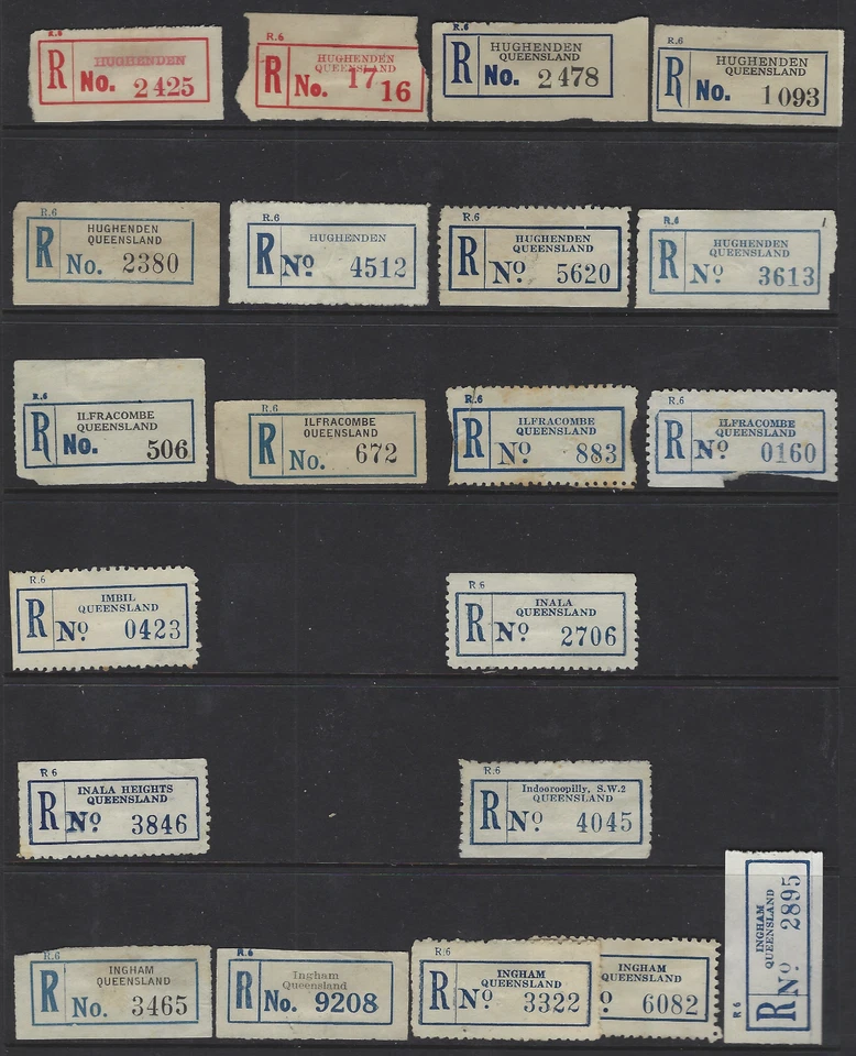 Etiquetas de registro de Australia Queensland Hughenden, Ilfracombe, Imbil, Ingham + Foto 1 de 1