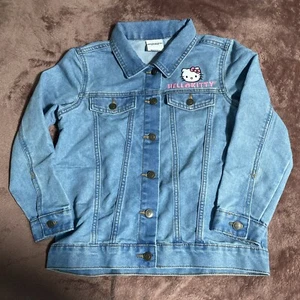Sanrio Girls Hello Kitty Graphic Jean Jacket XL 14-16 Light Wash Denim Blue - Picture 1 of 12