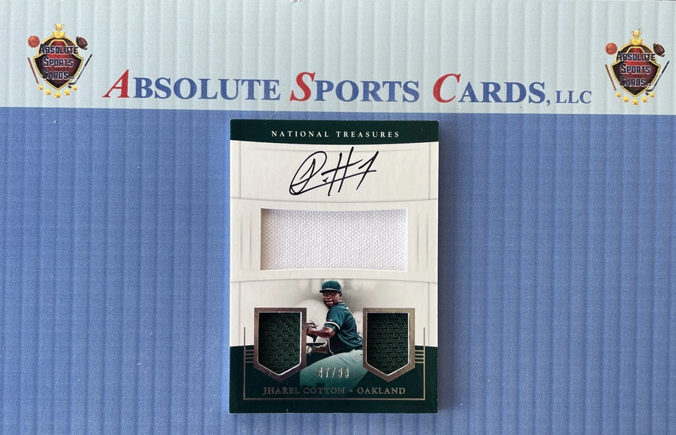 2017 National Treasures JHAREL COTTON RC | Dual Relic | Auto # /99 | A’S - Image 1 of 3