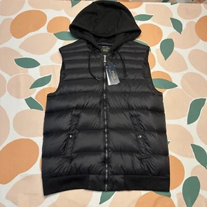 Chaleco acolchado Polo Ralph Lauren Down Puffer para hombre pequeño negro con capucha rendimiento - Imagen 1 de 18
