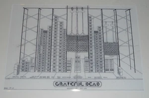 Large Grateful Dead Wall of Sound Schematic 1974 Hollywood Bowl Poster 19"x13"  - Picture 1 of 1